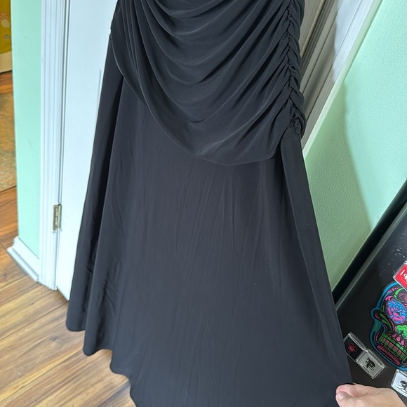 Vintage 90s Night Way Collections Black Ruched Cowl Neck Dress Plus Size 16 W - Picture 7 of 8